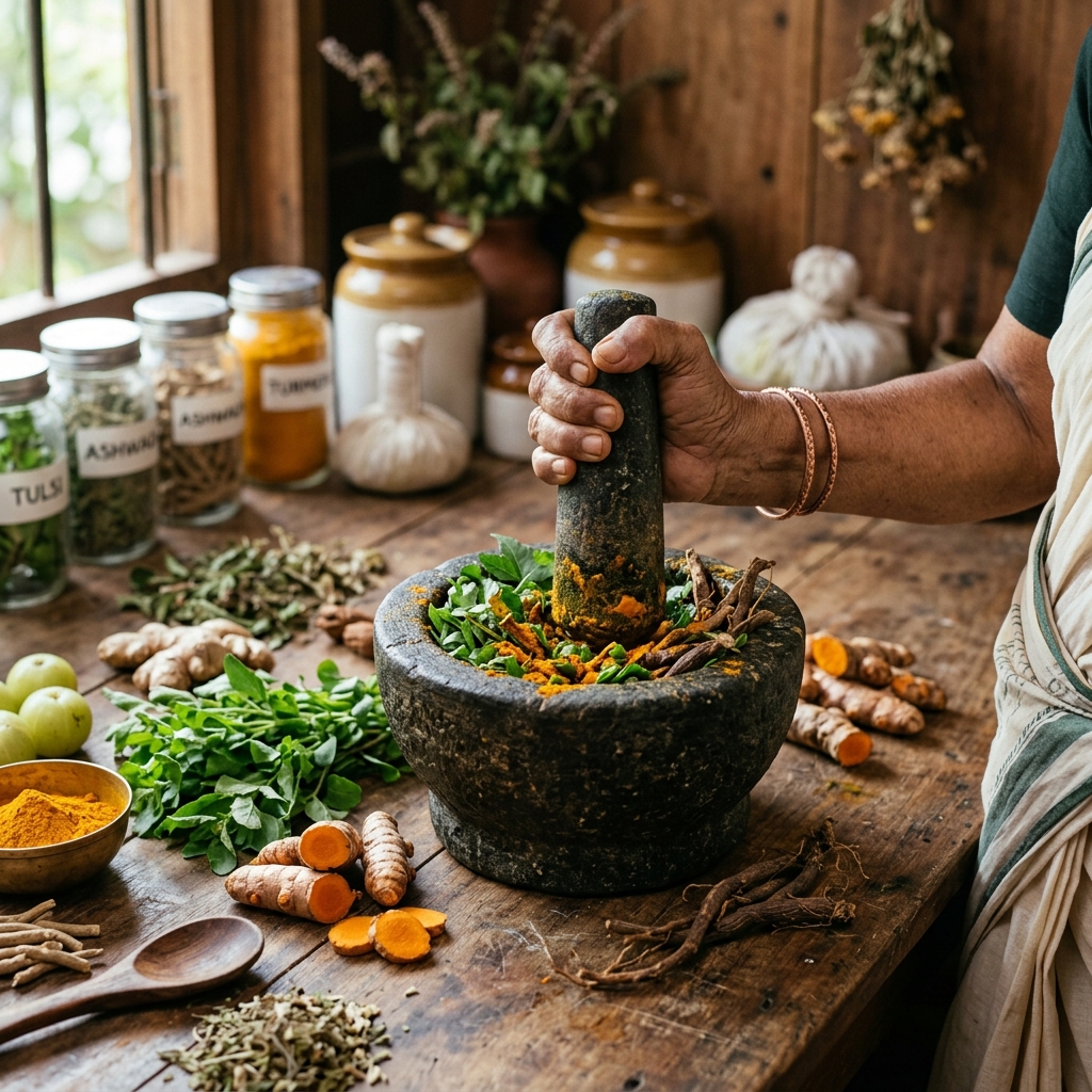 Traditional Indian Ayurvedic Herbs Preparation